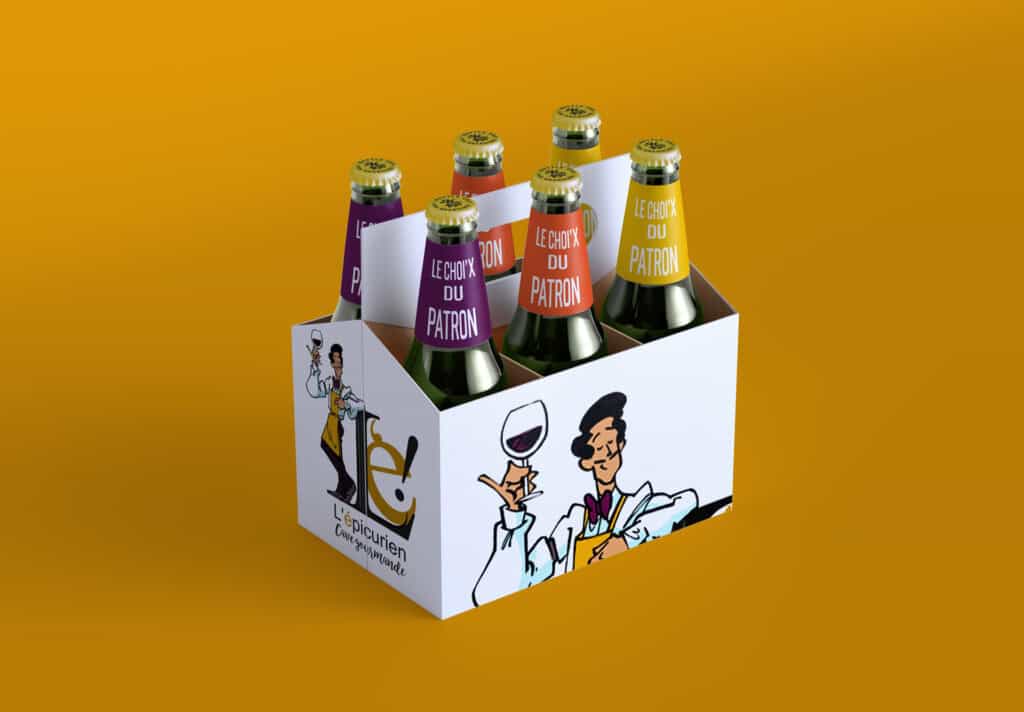 epicurien--emballage----etiquette----cave-à-vin-épicerie----Rennes---illustration---logo---BD---pictogramme--