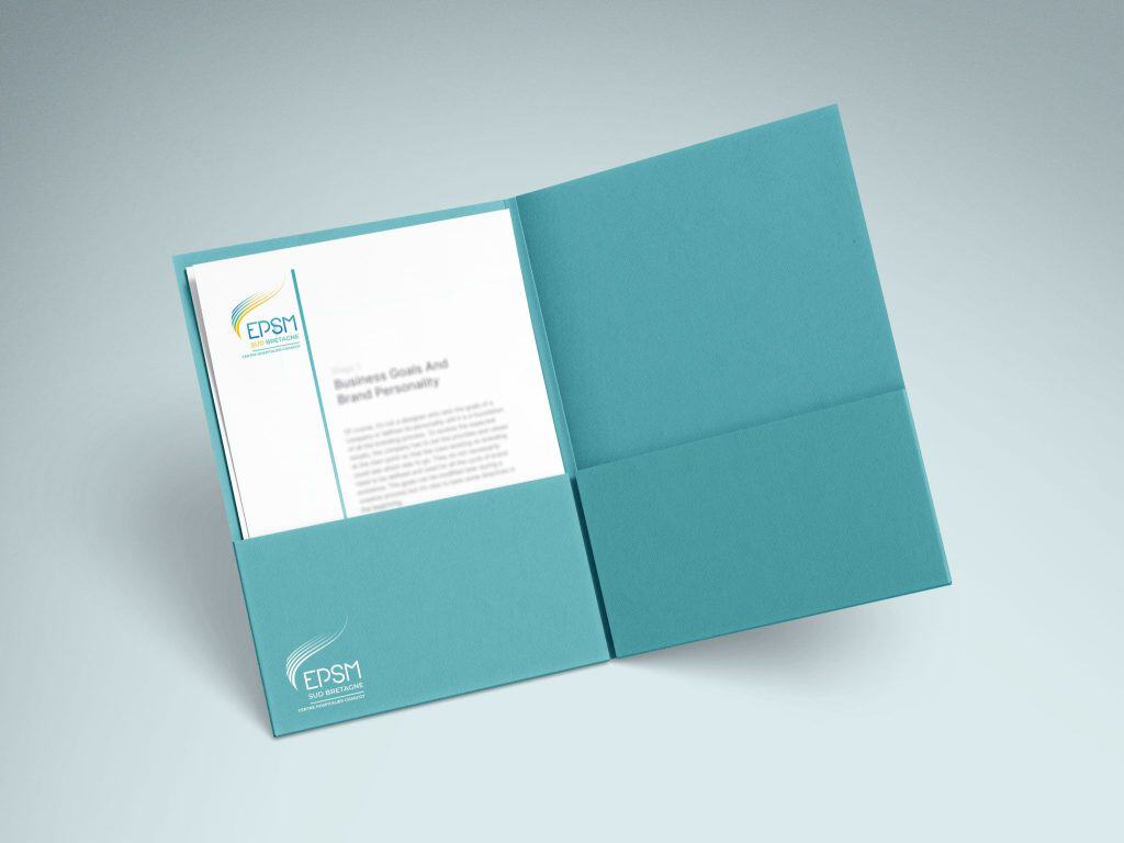 Gestion de projet et présentation d'entreprise en brochure bleue. 1695121287458
