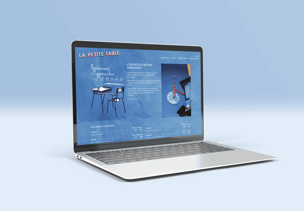 Tablette numérique affichant un site web de mobilier pour enfants. la petite table site